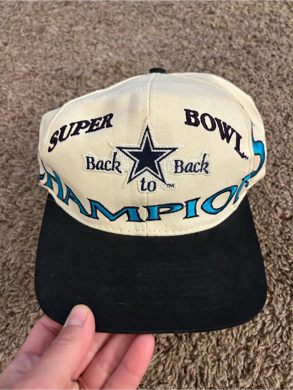 90's DALLAS COWBOYS Back to Back Super Bowl Champions LOGO 7 Snapback HAT